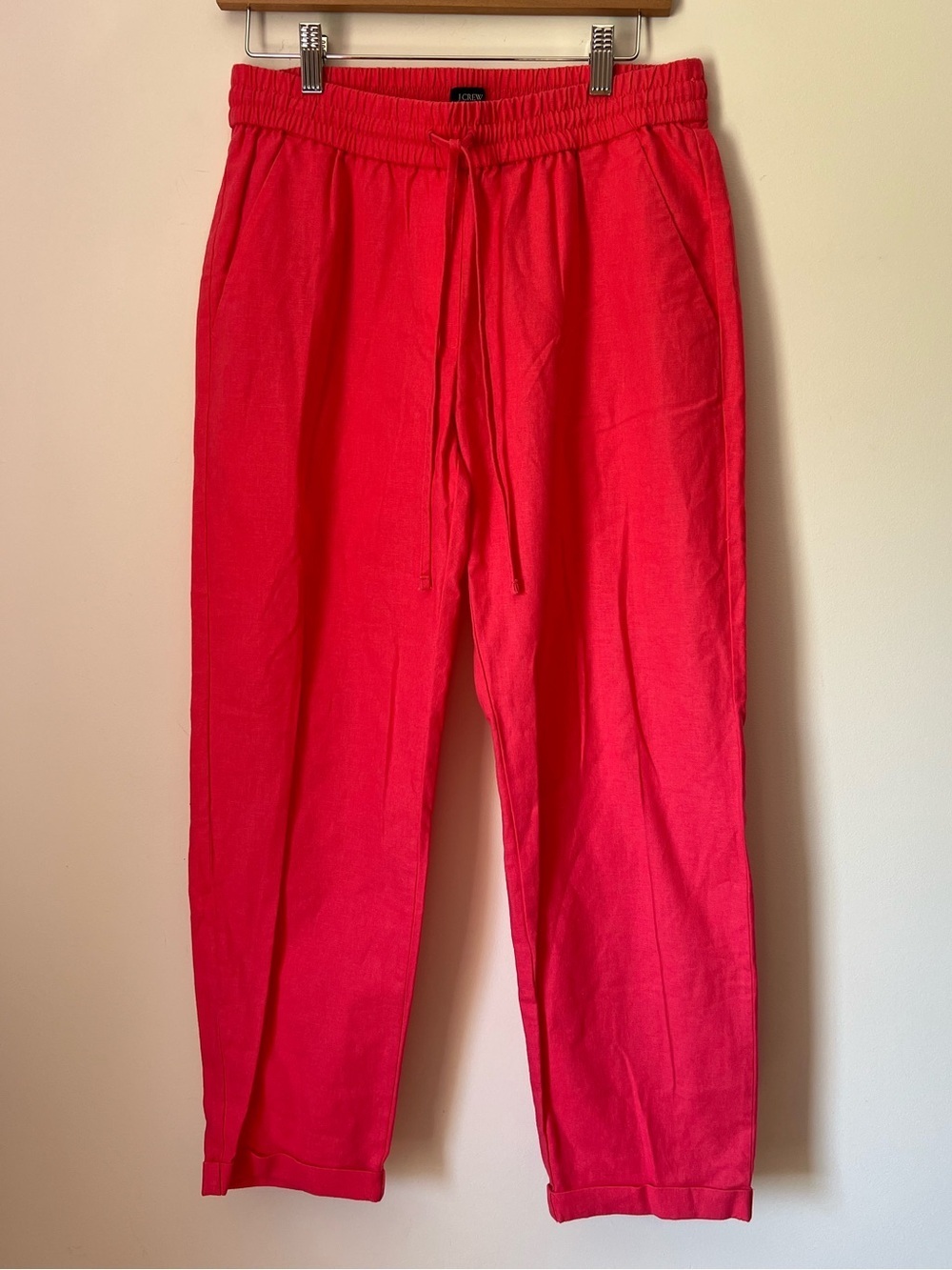 J. Crew Linen Cotton Blend Drawstring Pant Spring Pink NEW AW839 Preppy Casual